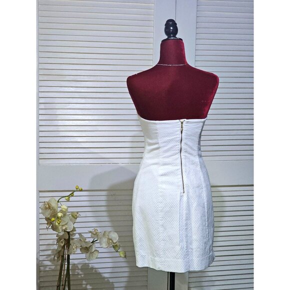 Lilly Pulitzer Womens White Tansy Strapless Textured Embroidered Dress Sz 4 2792 - Picture 11 of 14